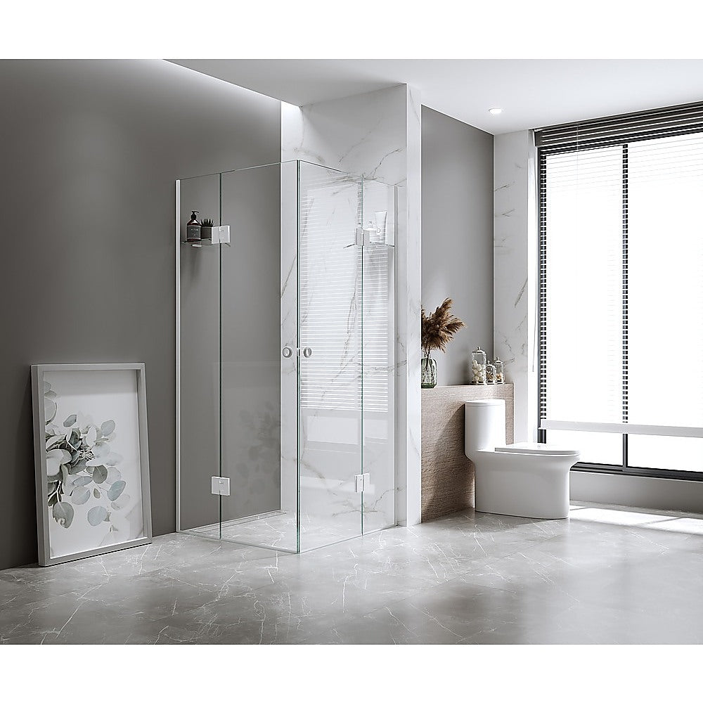 100x120cm Double Door Corner Shower with White Channels and SS Hinges