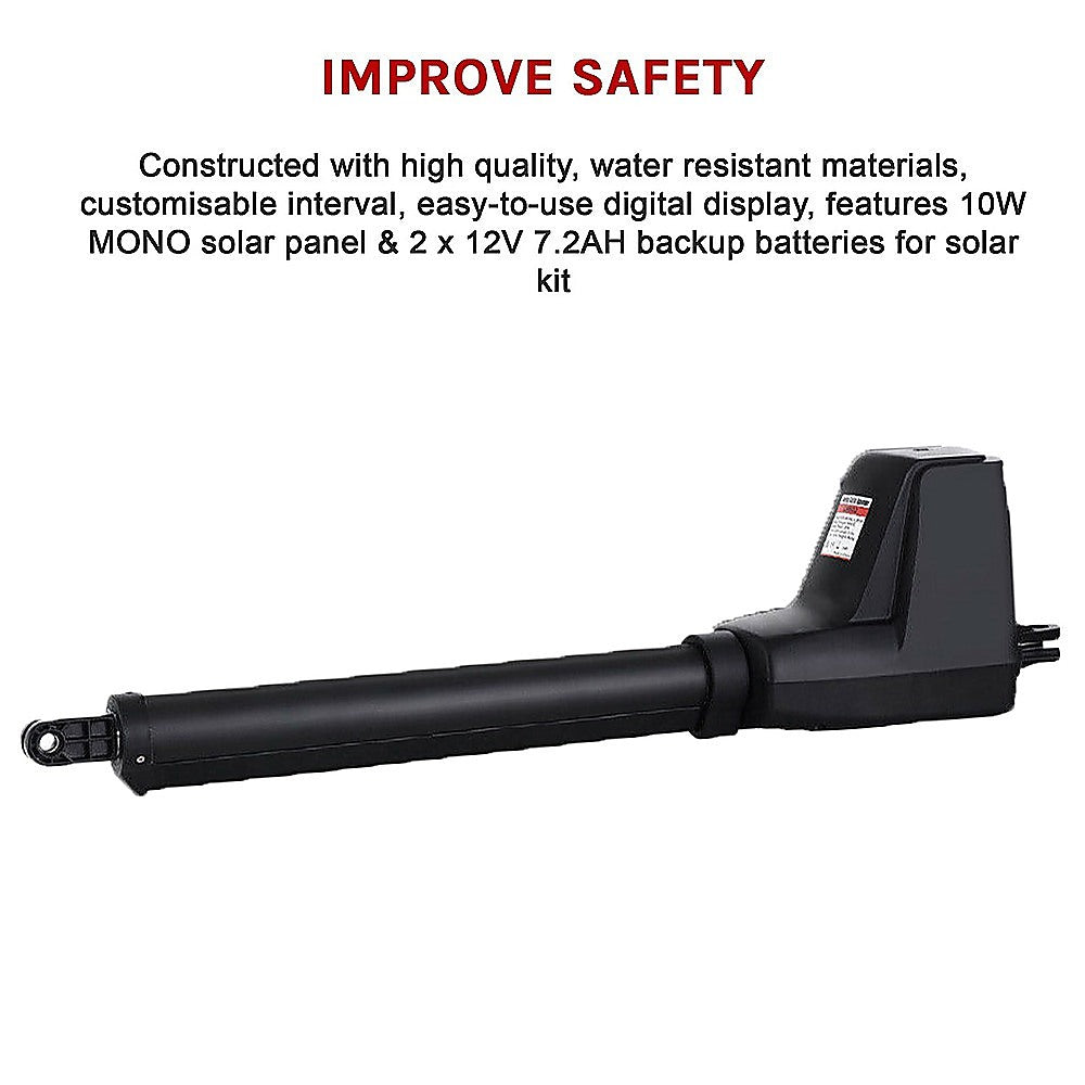 400KG Single Swing Auto Motor Remote Gate Opener With 20W Mono Backup Solar 8