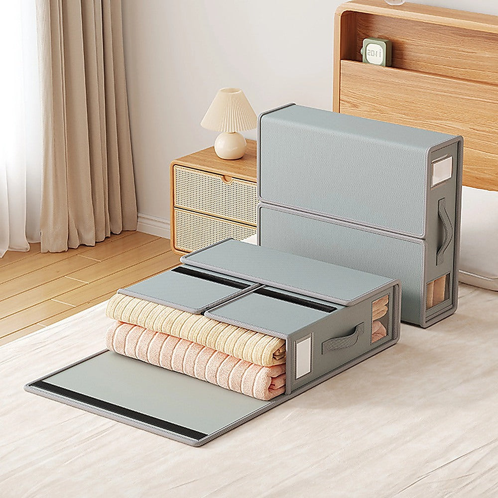 4PCS Foldable Bed Sheet Set Organizer Fabric Storage Bins with Handle Storage Box 5