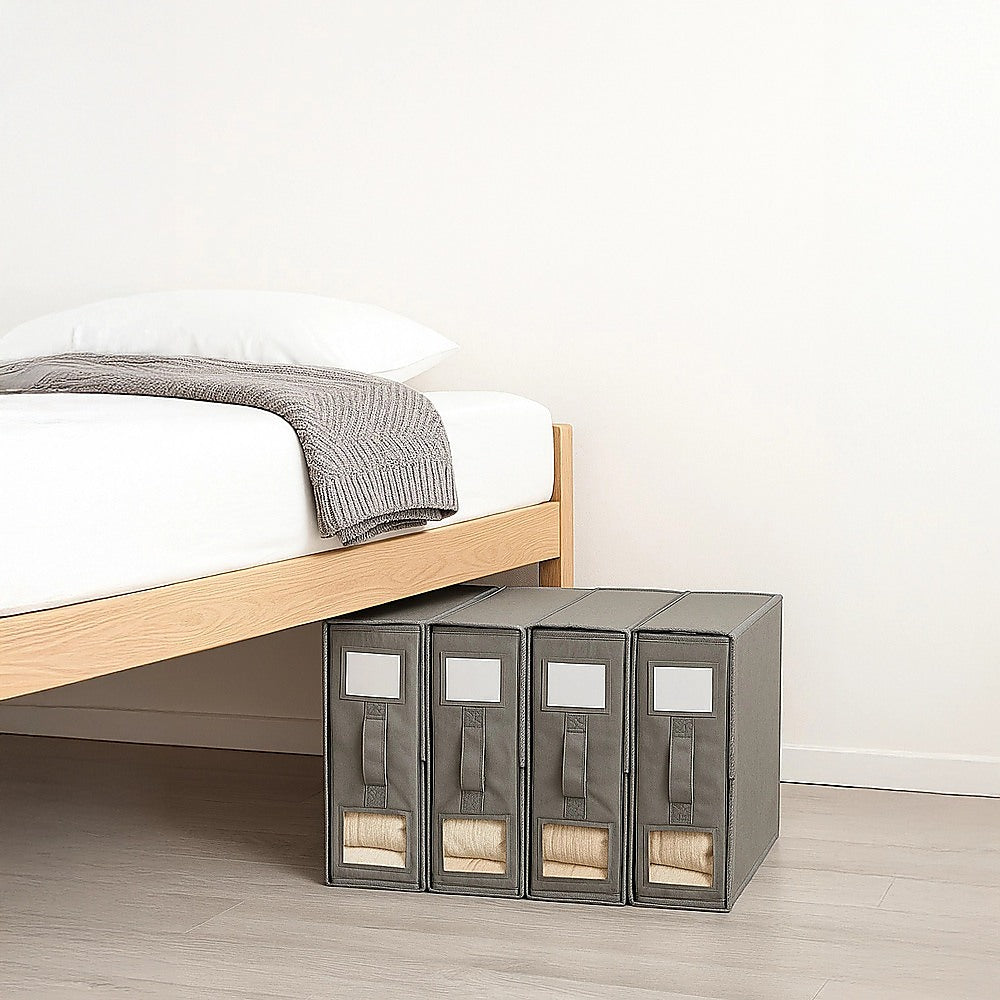 4PCS Foldable Bed Sheet Set Organizer Fabric Storage Bins with Handle Storage Box 6