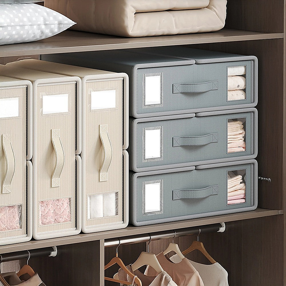 4PCS Foldable Bed Sheet Set Organizer Fabric Storage Bins with Handle Storage Box 7