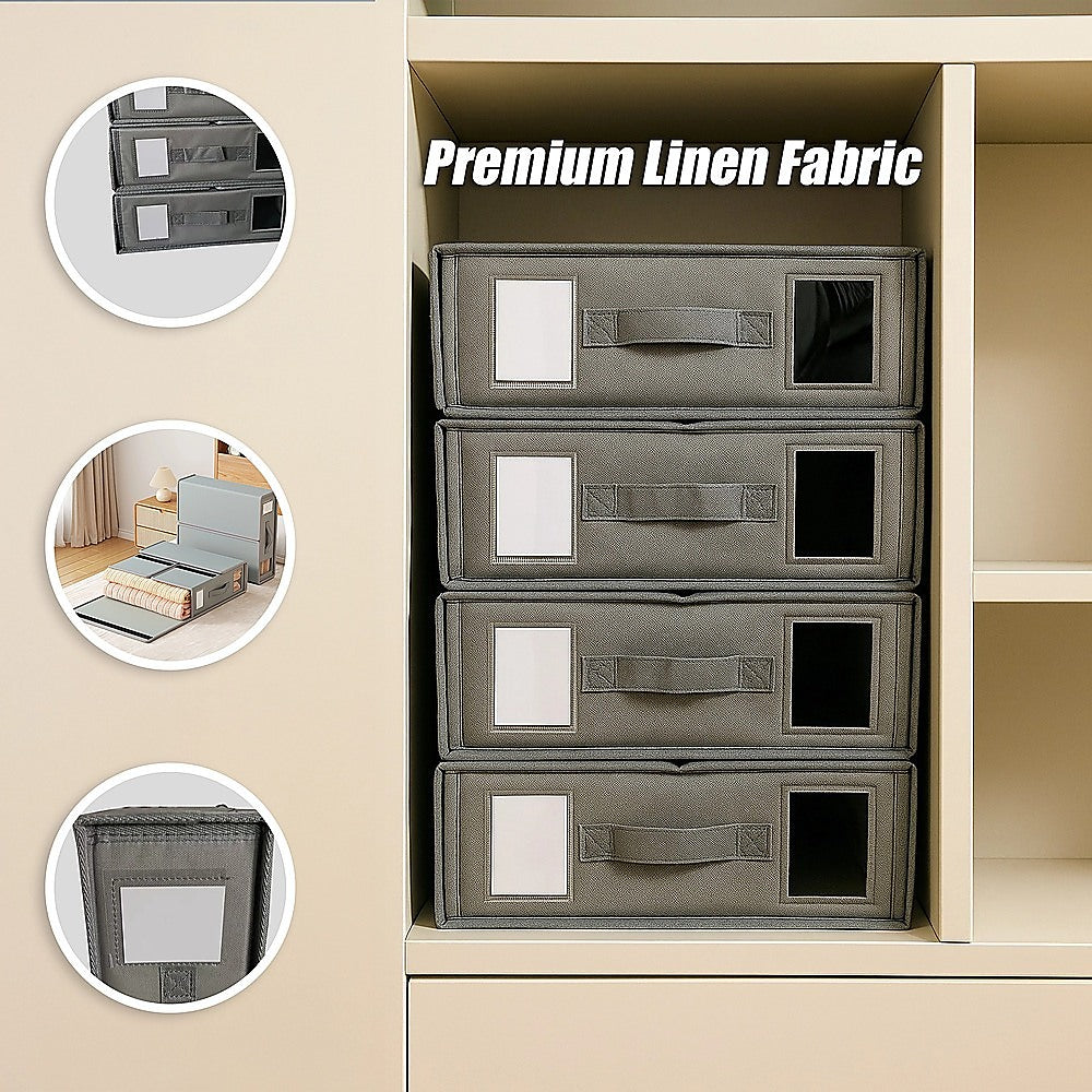 4PCS Foldable Bed Sheet Set Organizer Fabric Storage Bins with Handle Storage Box 8