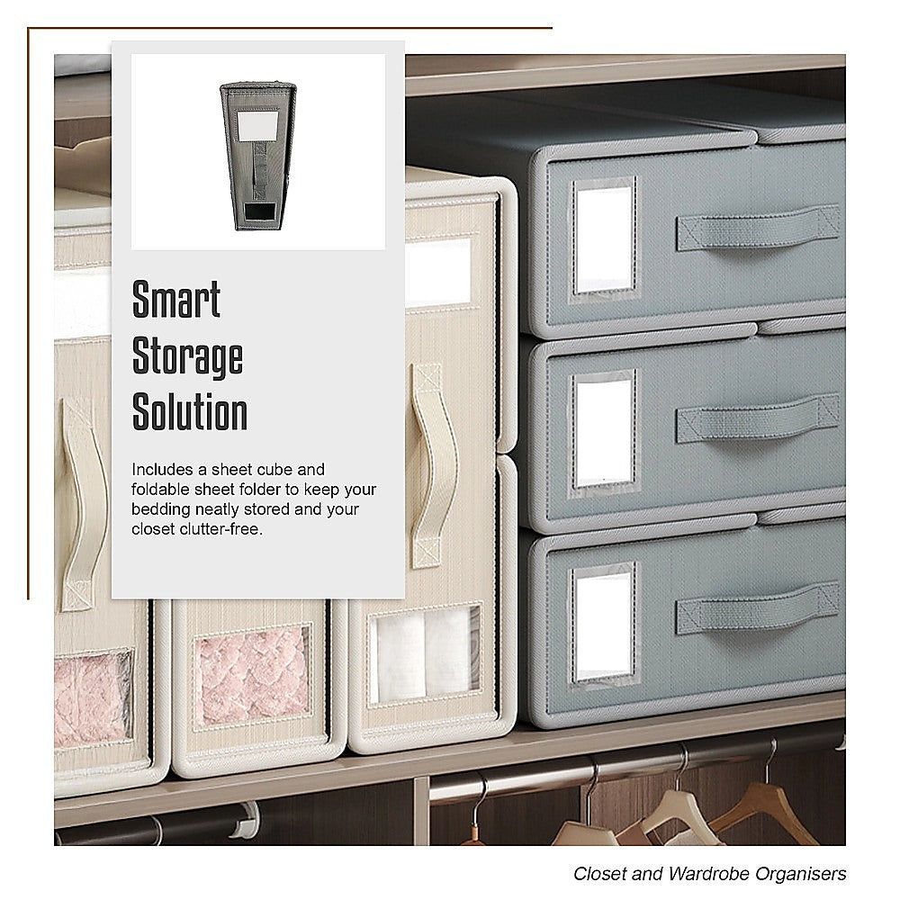 4PCS Foldable Bed Sheet Set Organizer Fabric Storage Bins with Handle Storage Box 10