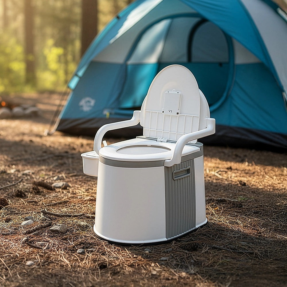 19L Camping Portable Toilet – Outdoor & Indoor Travel Commode Potty with Built-In Tissue Box