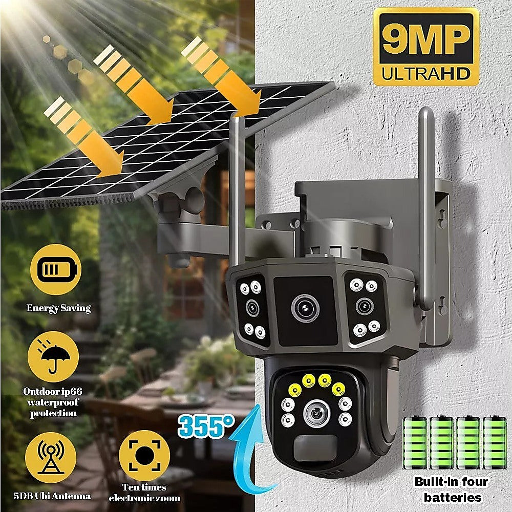 9MP Wireless Solar Camera WIFI Security Outdoor Battery PTZ CCTV Home House V380 3