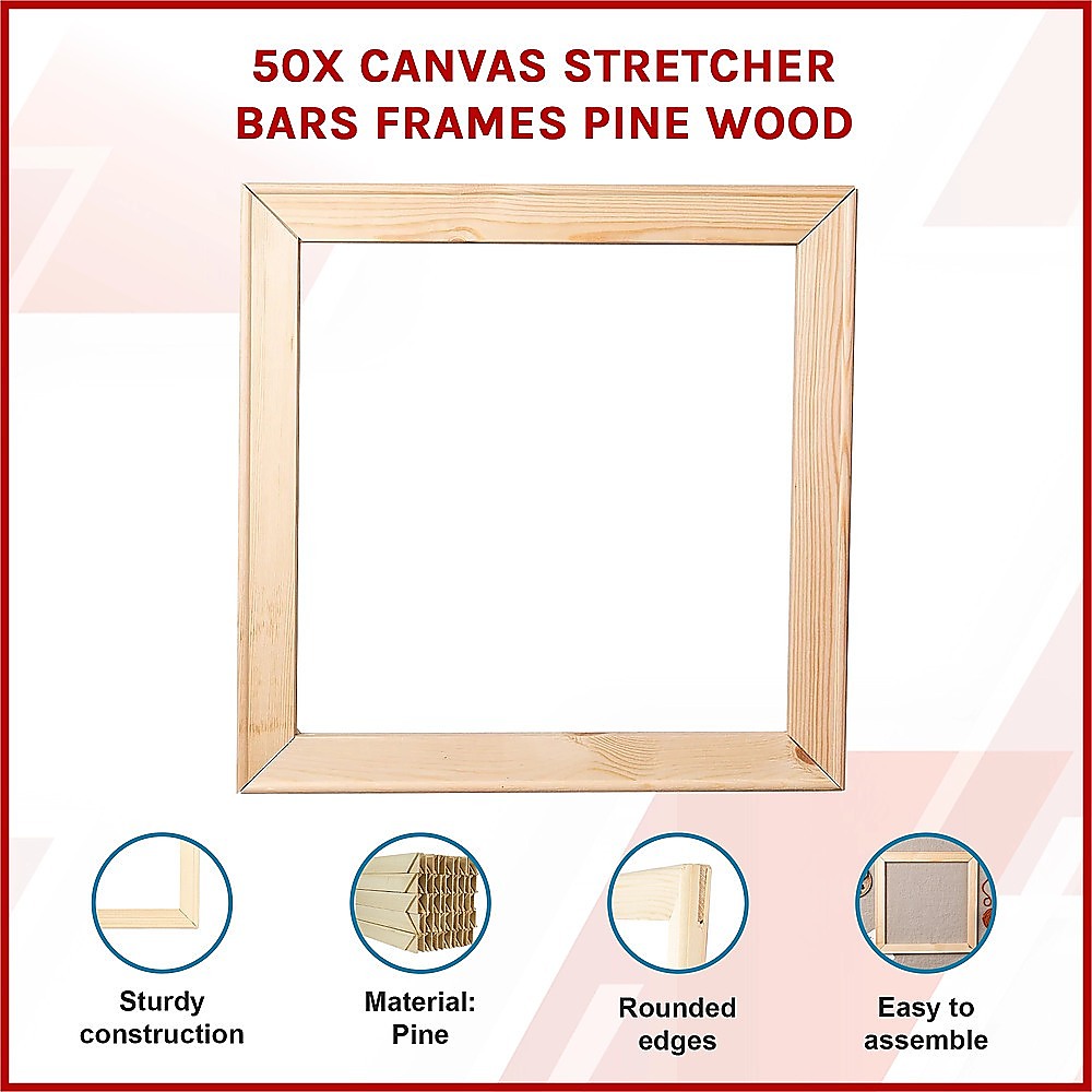 50x Canvas Stretcher Bars Frames Pine Wood 3