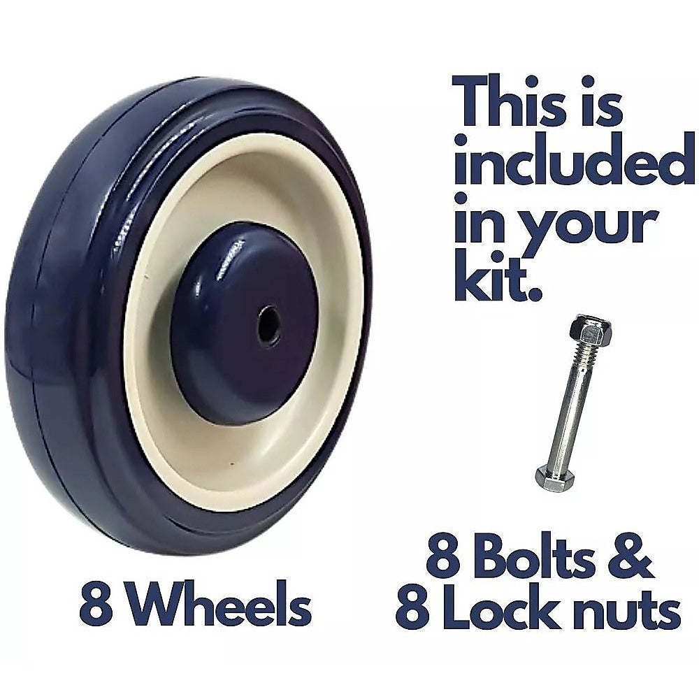 8 x 5" Diameter Wheels Nuts and Bolts included 4