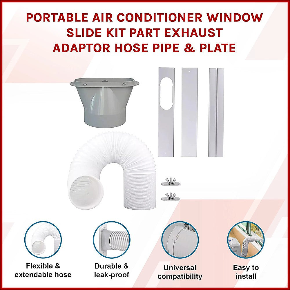 Portable Air Conditioner Window Slide Kit Part Exhaust Adaptor Hose Pipe & Plate 5