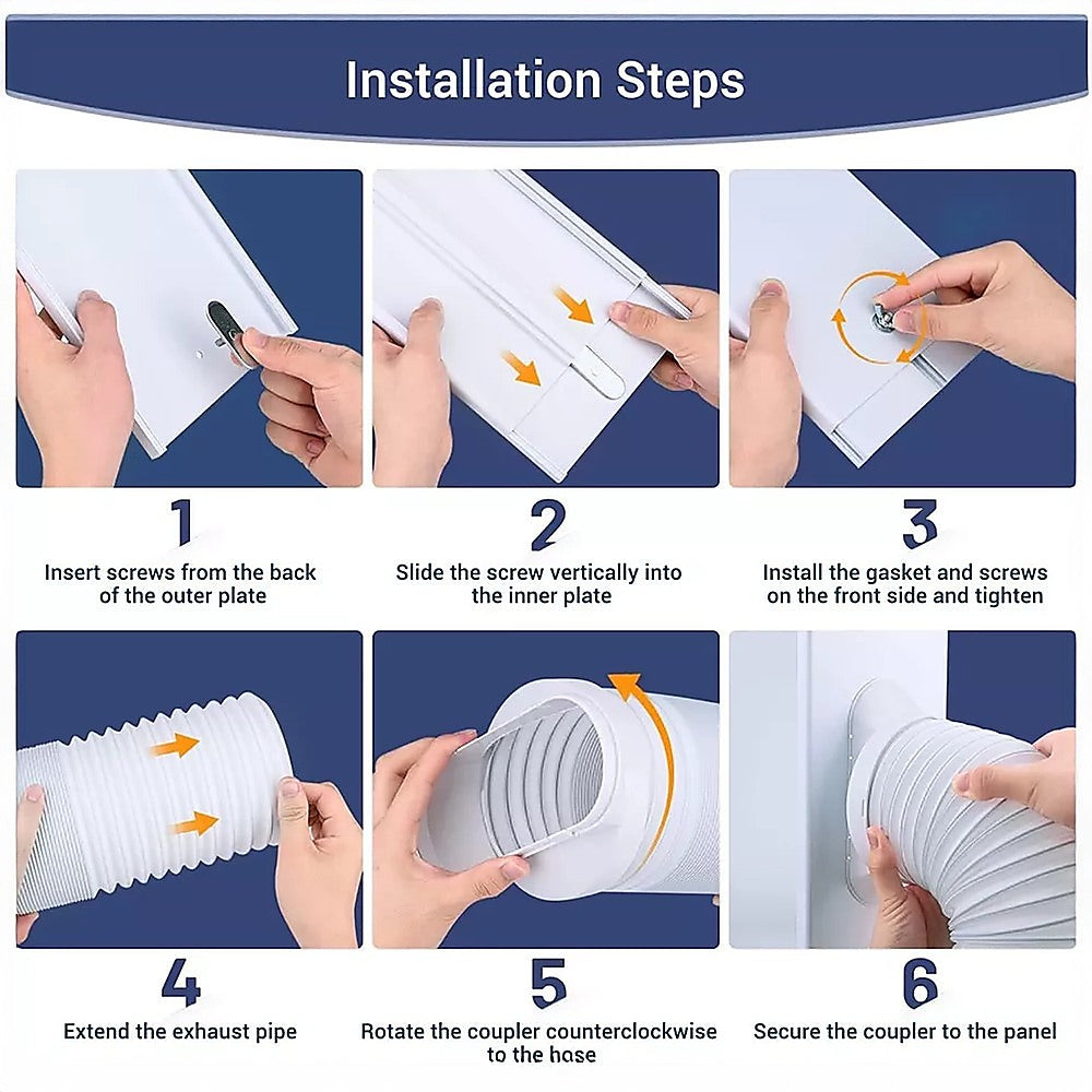 Portable Air Conditioner Window Slide Kit Part Exhaust Adaptor Hose Pipe & Plate 9