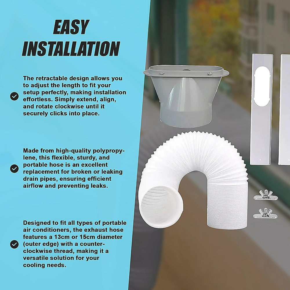 Portable Air Conditioner Window Slide Kit Part Exhaust Adaptor Hose Pipe & Plate 10