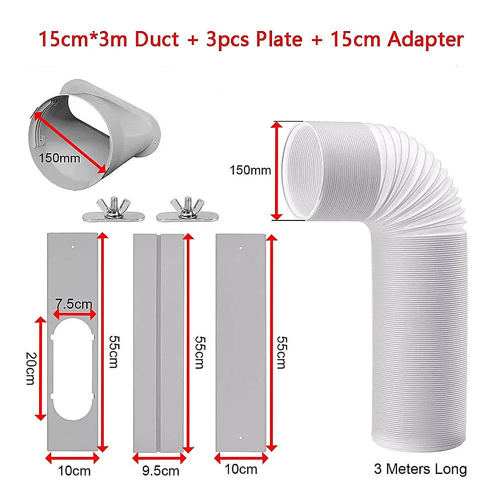 Portable Air Conditioner Window Slide Kit Part Exhaust Adaptor Hose Pipe & Plate 12