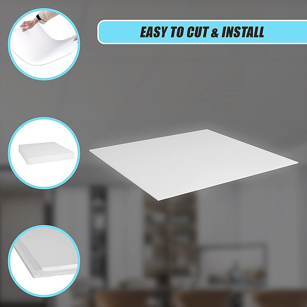 12x Smooth Drop Ceiling Tile 2ft x 2ft PVC Ceiling Panel 4