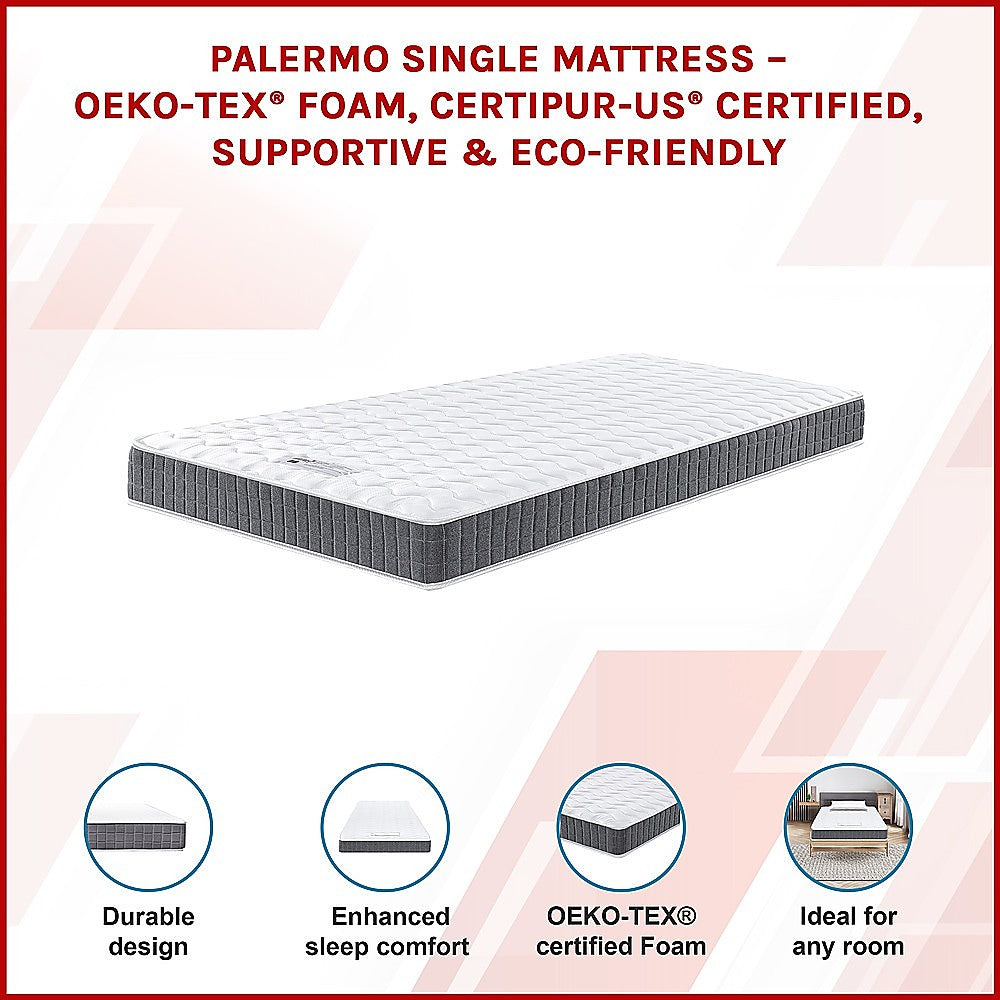 PALERMO Single Memory Foam Mattress - OEKO-TEX® & CertiPUR-US® Certified 3