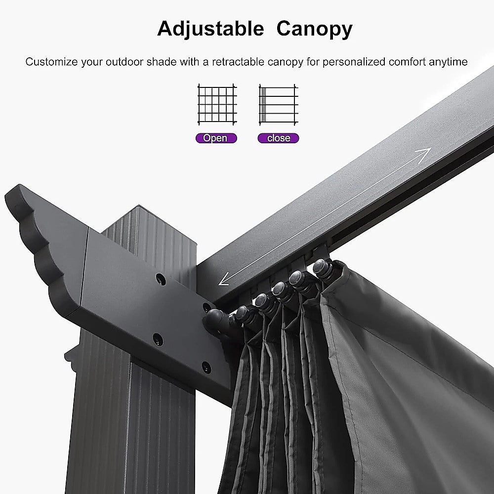 3x4M Aluminium Pergola Marquee with Retractable Roof – Garden Canopy 4