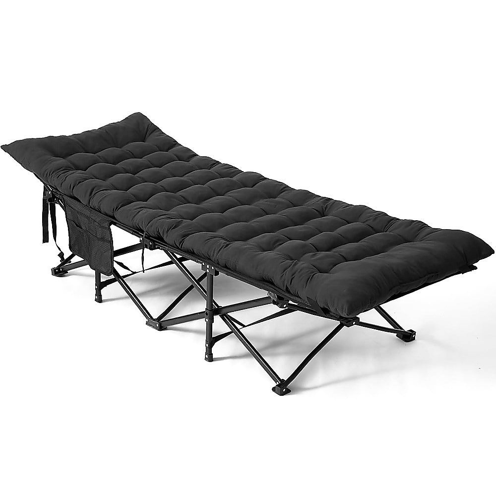 Camping Bed Elevated Cot with Mattress – Foldable Outdoor Sleeping Bed for Adults