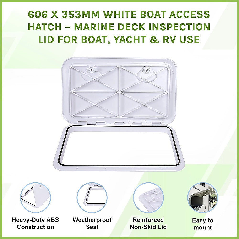 606 x 353mm White Boat Access Hatch – Marine Deck Inspection Lid for Boat, Yacht & RV Use 3