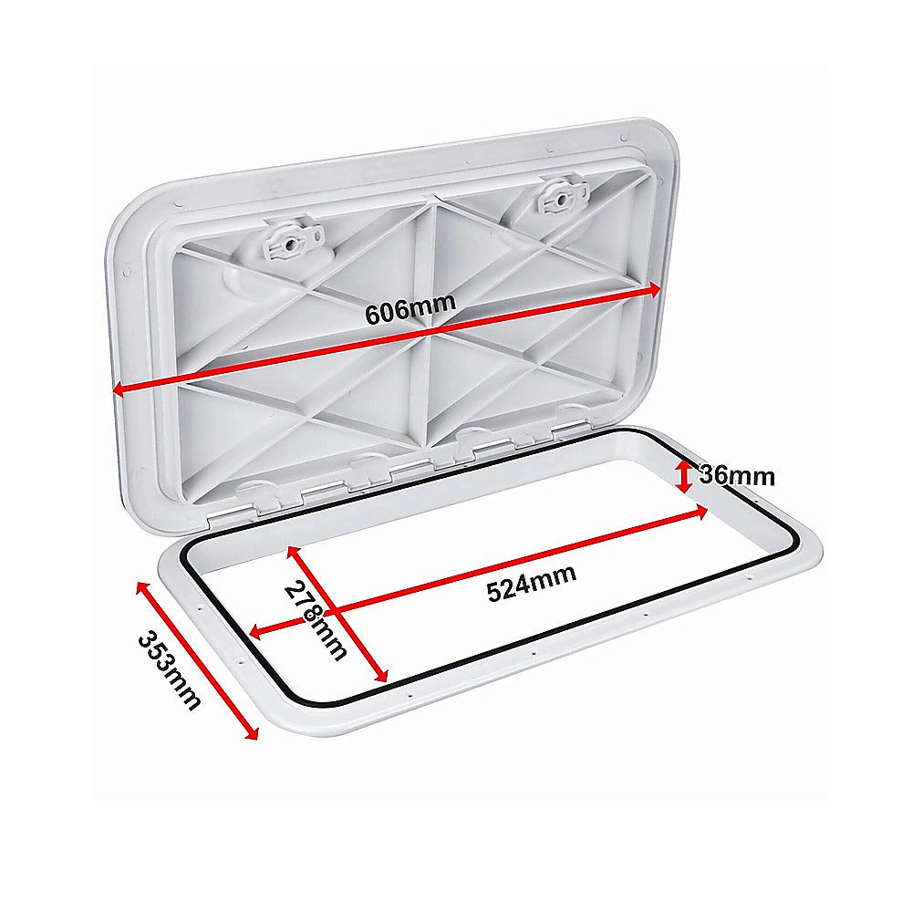 606 x 353mm White Boat Access Hatch – Marine Deck Inspection Lid for Boat, Yacht & RV Use 12