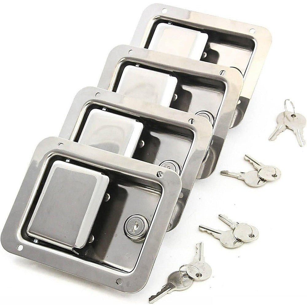 4x Toolbox Lock Steel Paddle Handles – Trailer Door Latch Set Heavy Duty