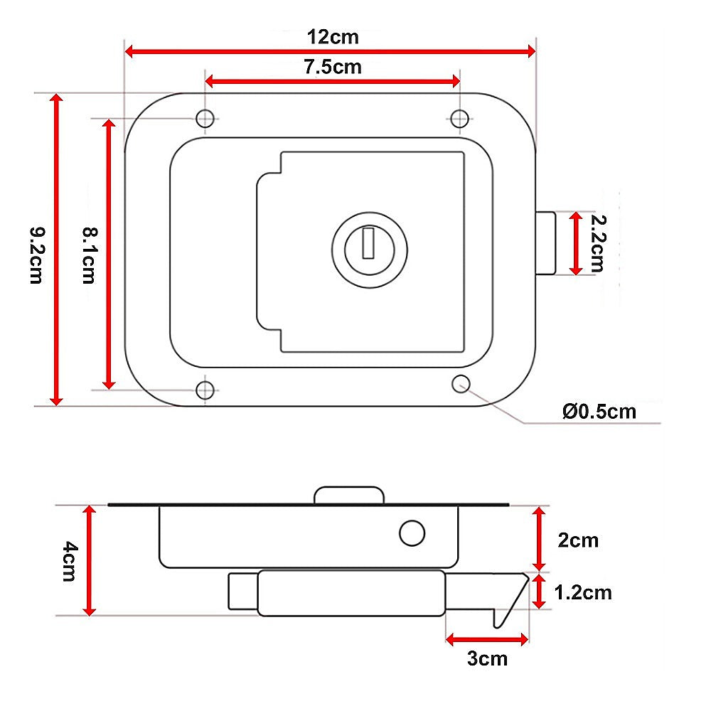 4x Toolbox Lock Steel Paddle Handles – Trailer Door Latch Set Heavy Duty 6