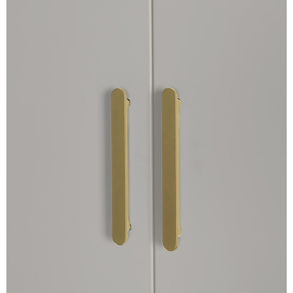 3 Door White Wardrobe – Gold Handles, Hanging Rail & Shelves 8