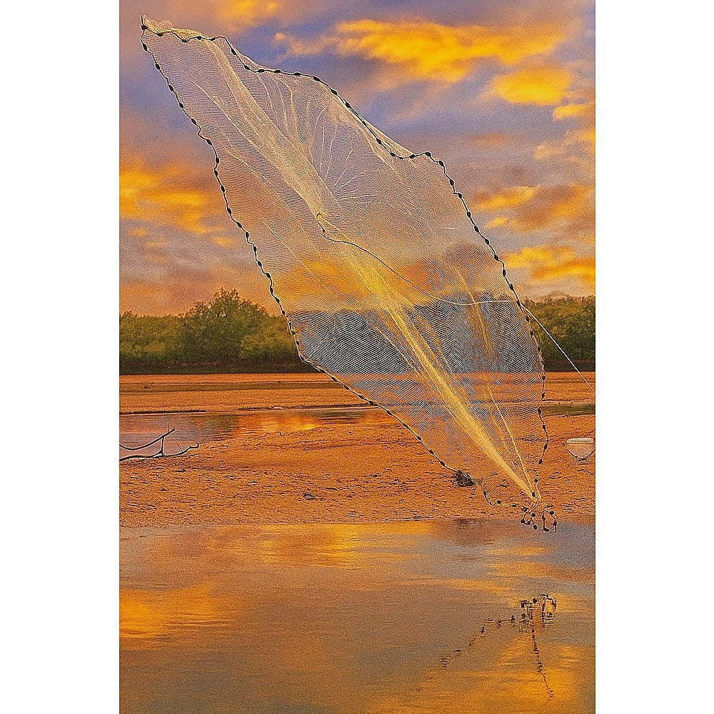 3m Nylon Fishing Cast Net – Quick Throw Mesh with Chain Weights & Drawstring