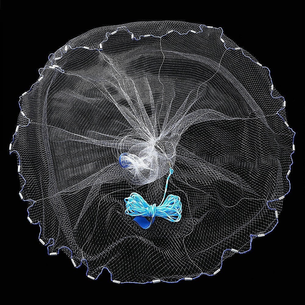 3m Nylon Fishing Cast Net – Quick Throw Mesh with Chain Weights & Drawstring 3