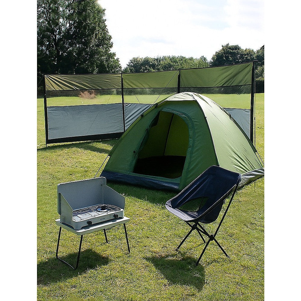 Camping Windbreak with Clear Windows & Bag – 725x140cm Grey