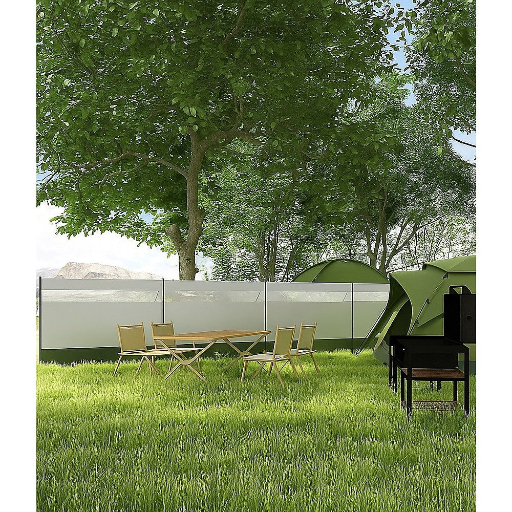 Camping Windbreak with Clear Windows & Bag – 725x140cm Grey 5