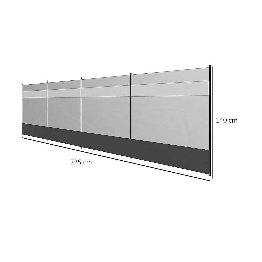 Camping Windbreak with Clear Windows & Bag – 725x140cm Grey 6