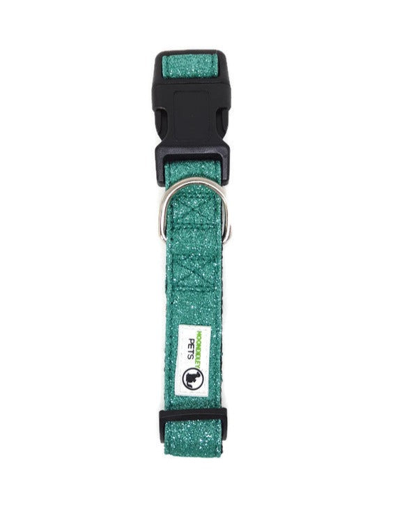 Bling Glitter Overlay Nylon Dog Collar Breakaway Buckle - Moondidley Pets Small Turquoise 3