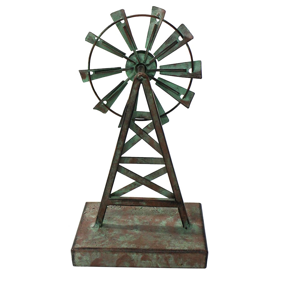 Decorative Galvanised Windmill Ornament on Base 26cm 3