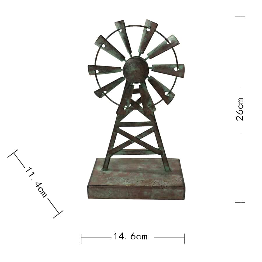 Decorative Galvanised Windmill Ornament on Base 26cm 5