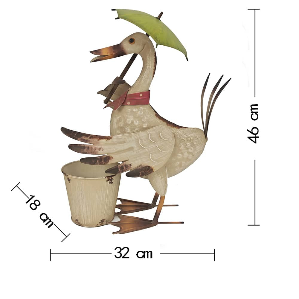 Standing Duck w Umbrella + Pot Planter 46cm 5