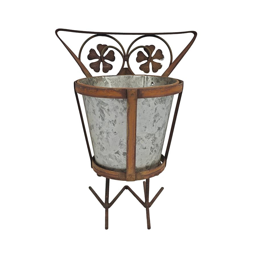 Arty Owl w Galvanised Pot Planter 23cm 3