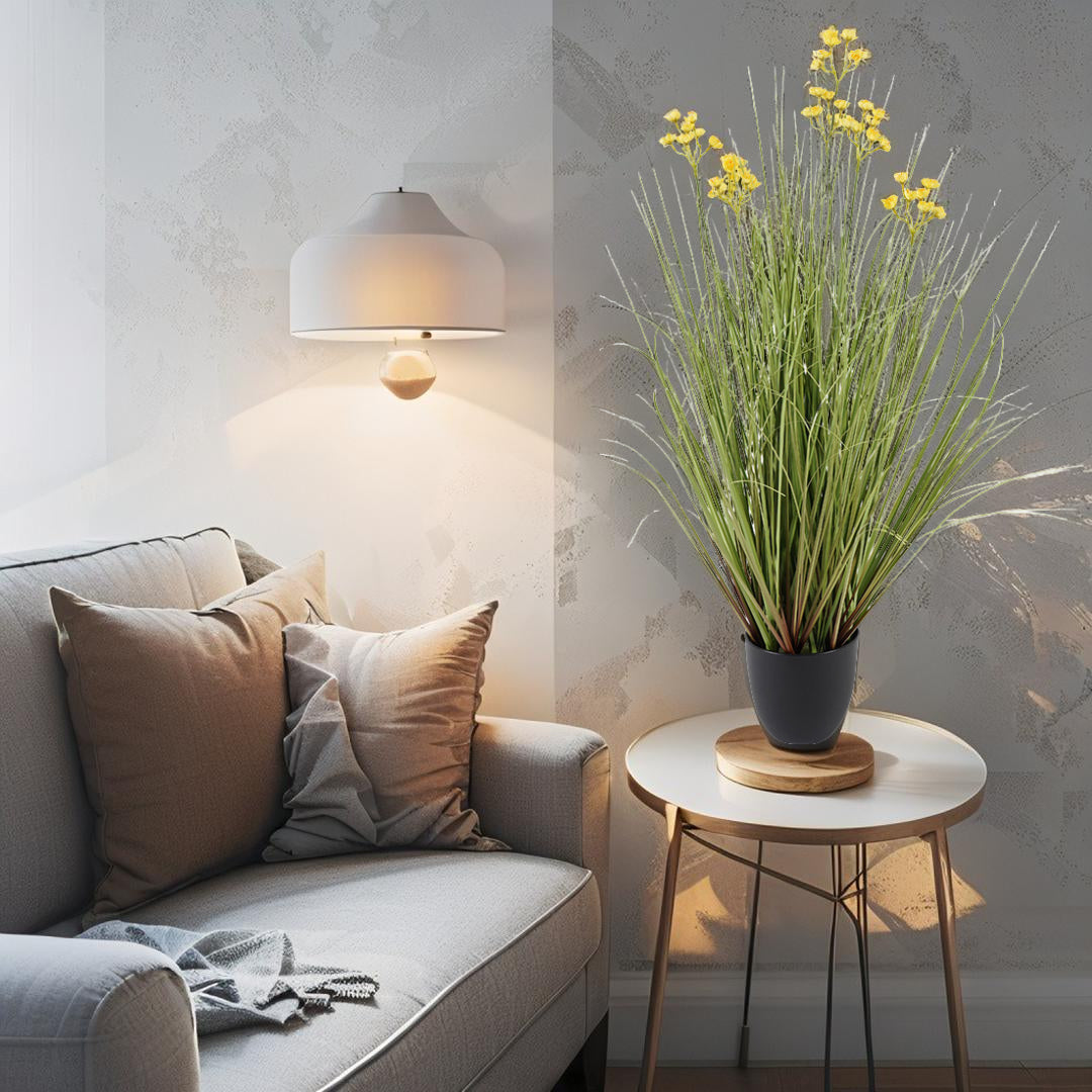 Potted Artificial Grassy Spring Wildflower 85cm 3