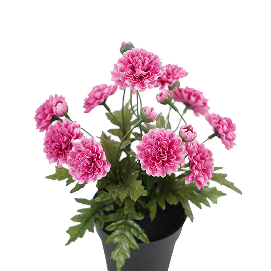 Potted Artifical Pink 'Mum' Chrysanthemum 27cm 3