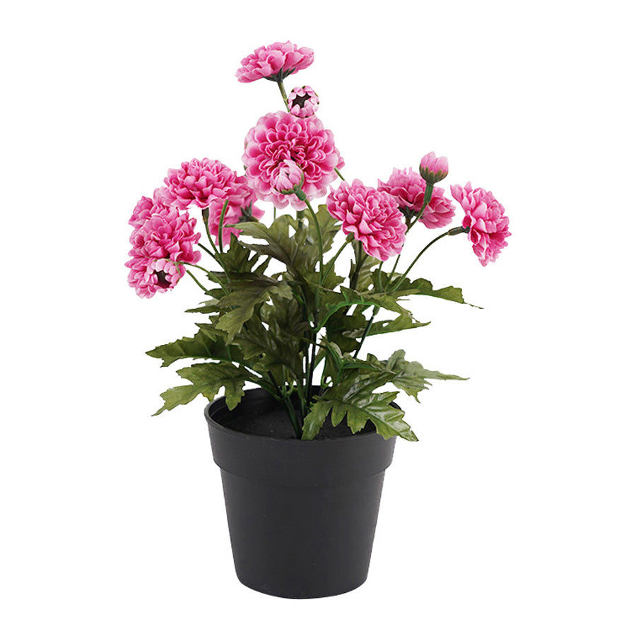 Potted Artifical Pink 'Mum' Chrysanthemum 27cm 4