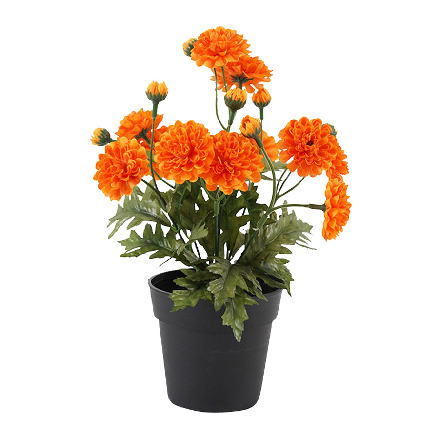 Potted Artificial Orange 'Mum' Chrysanthemum 26cm 3
