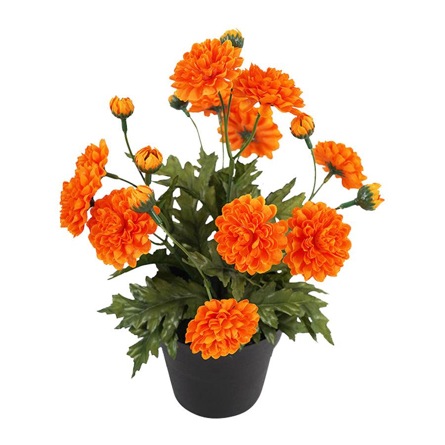 Potted Artificial Orange 'Mum' Chrysanthemum 26cm 4