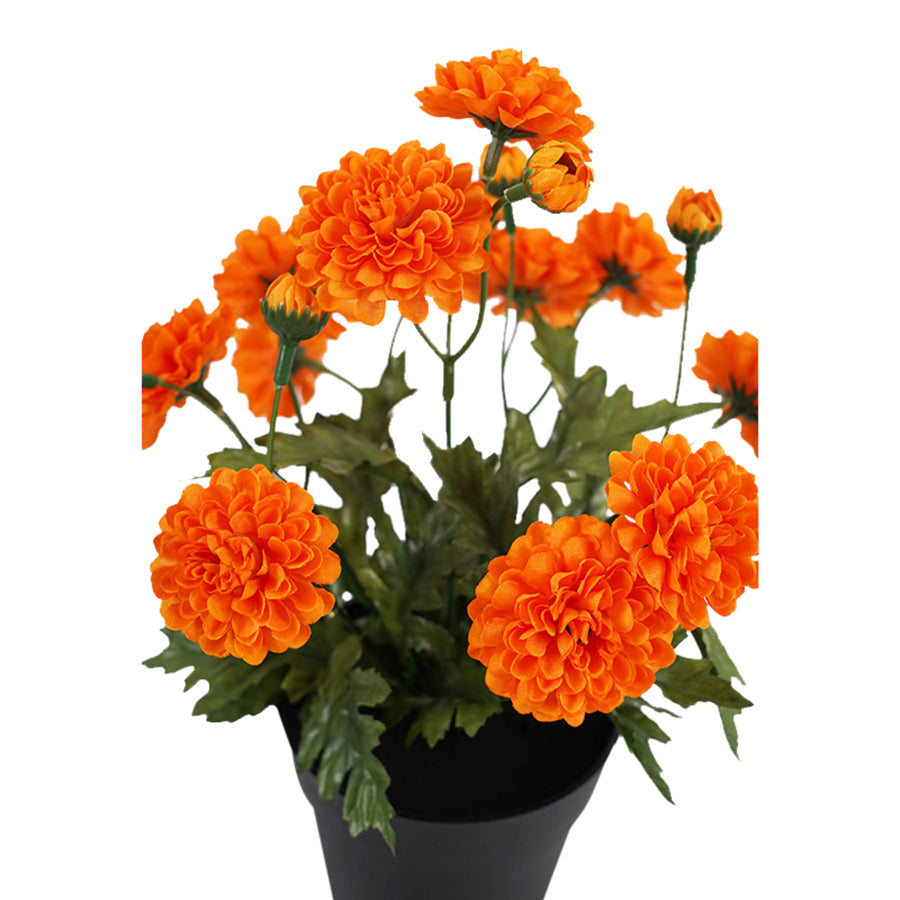 Potted Artificial Orange 'Mum' Chrysanthemum 26cm 5