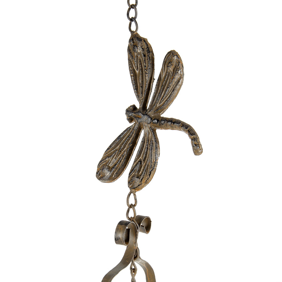 Hanging Cast-Iron Dragonfly Chimes w Bell 73cm
