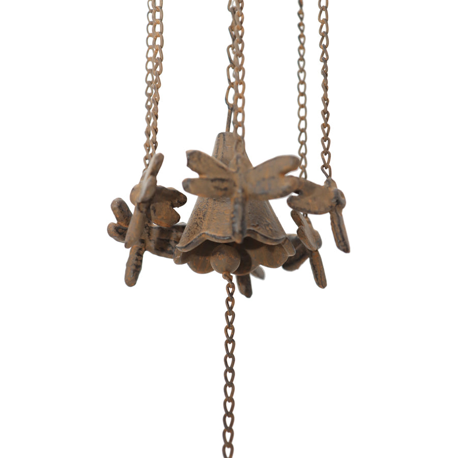 Hanging Cast Iron Dragonflies Chime w Bell 76cm 3