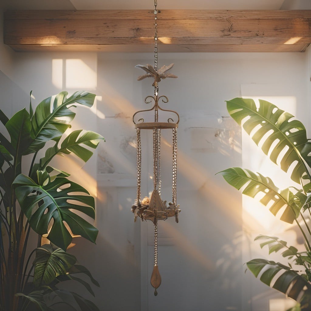 Hanging Cast Iron Dragonflies Chime w Bell 76cm 4