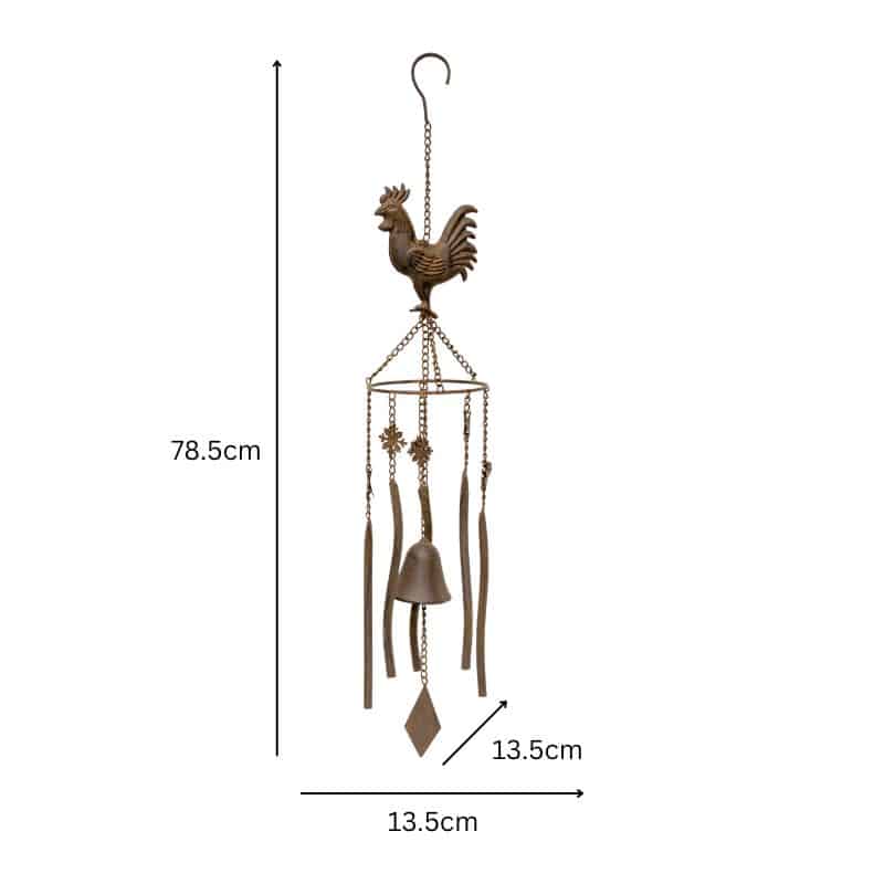 Hanging Chicken Windchime + Cast Iron Bell 78cm 5