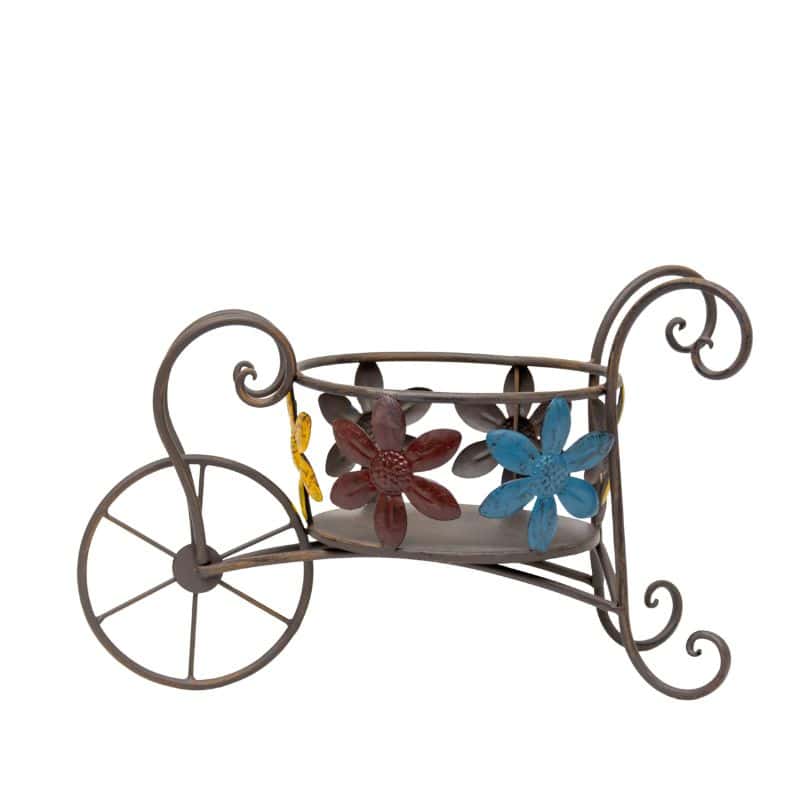 Antique Wheelbarrow w Flower Design Pot Planter 41cm 3
