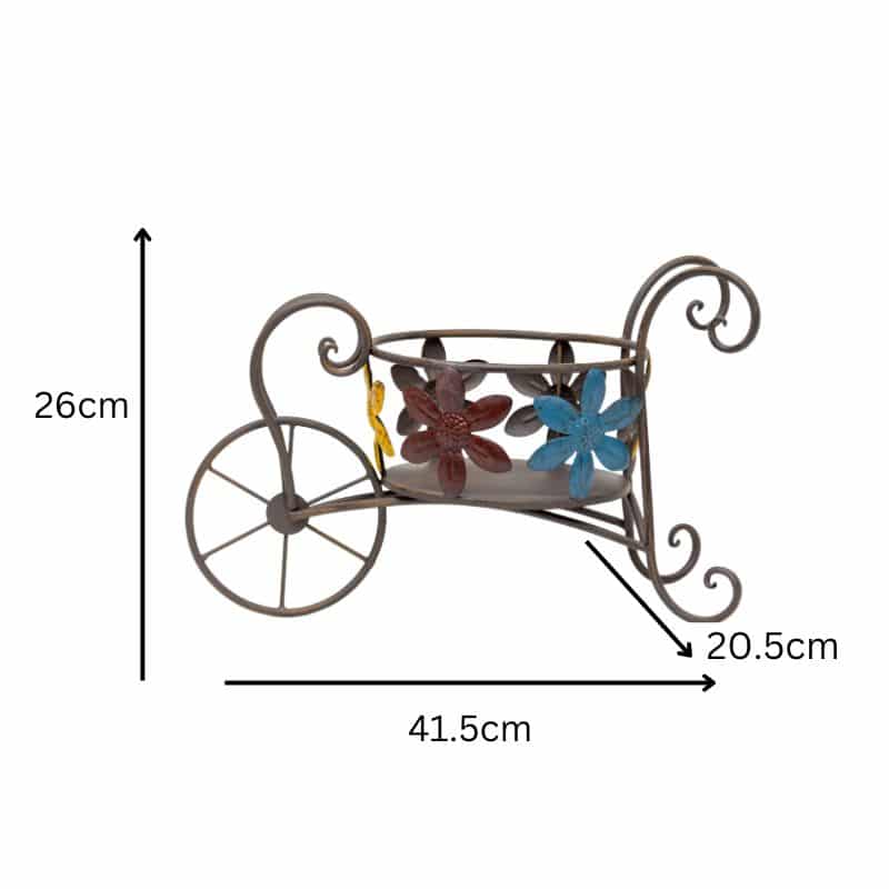 Antique Wheelbarrow w Flower Design Pot Planter 41cm 5