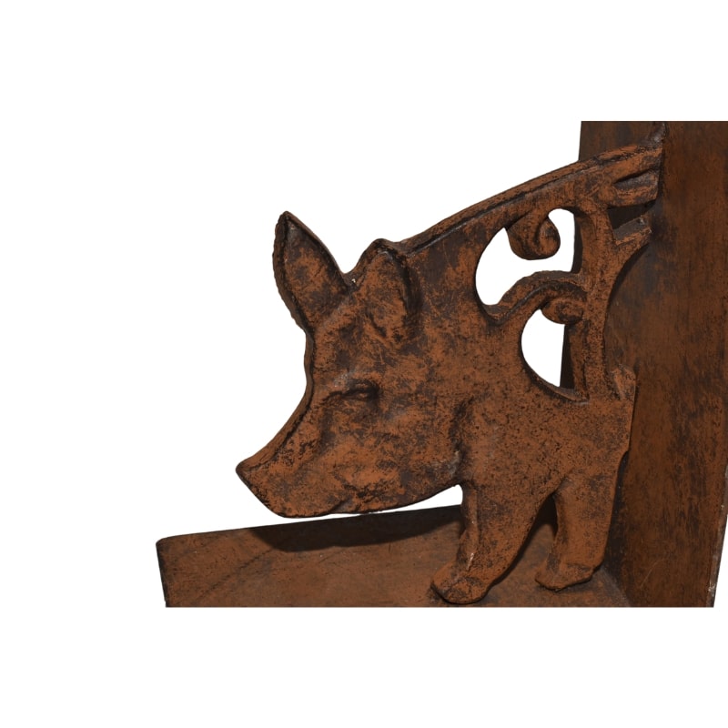 Cast Iron Fleur Pig Bookends Set 14cm 4