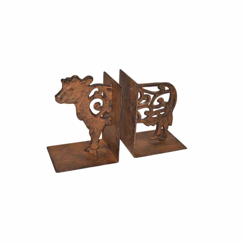Cast Iron Fleur Cow Bookends Set 15cm 3