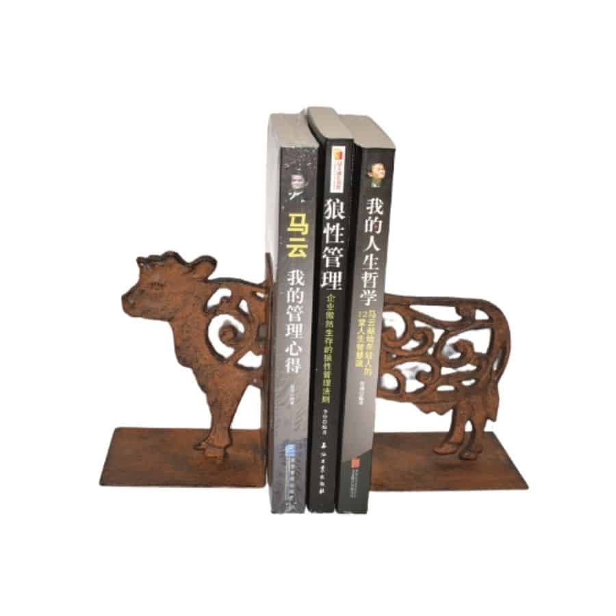 Cast Iron Fleur Cow Bookends Set 15cm 4