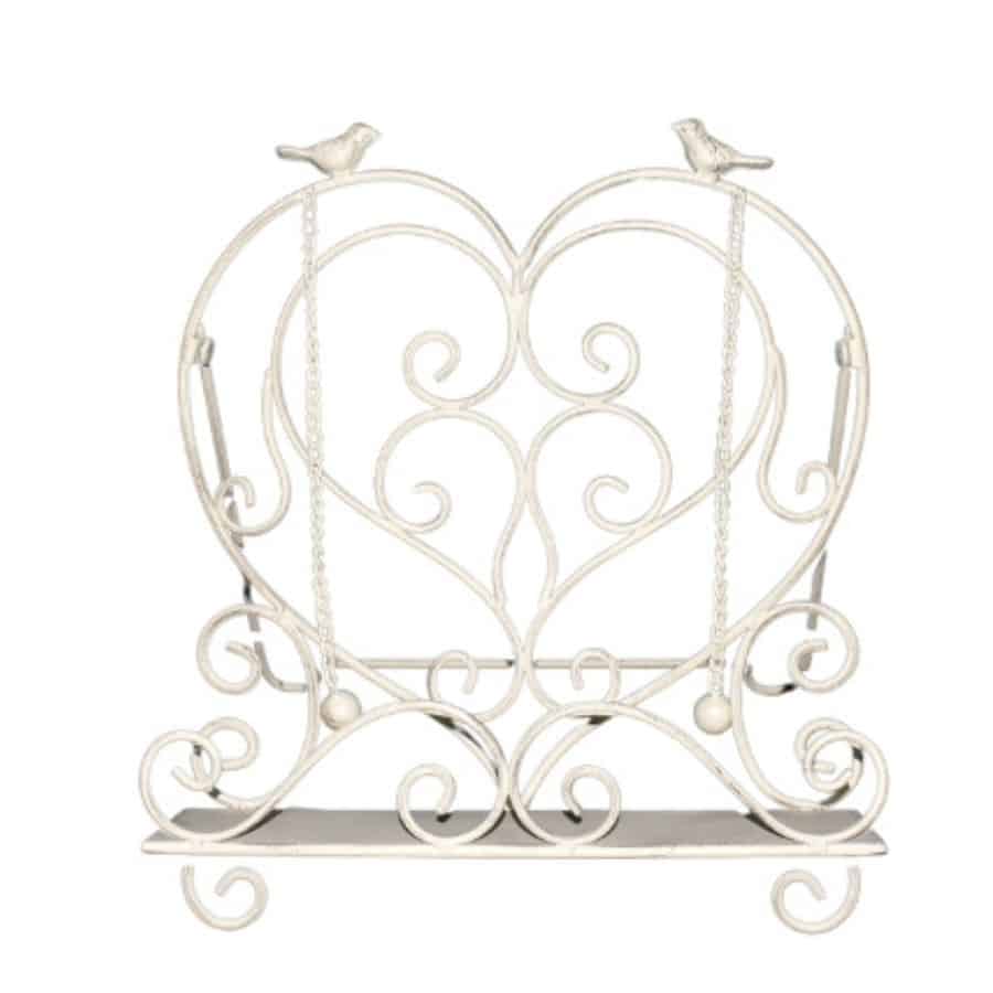 Heart Shape Recipe / Book Stand w Birds 35cm 3